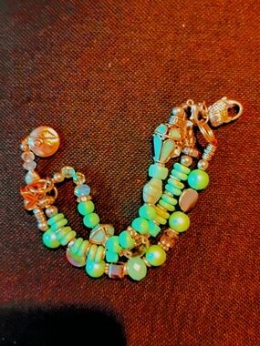 Handcrafted Green Bead Triple-Row Bracelet